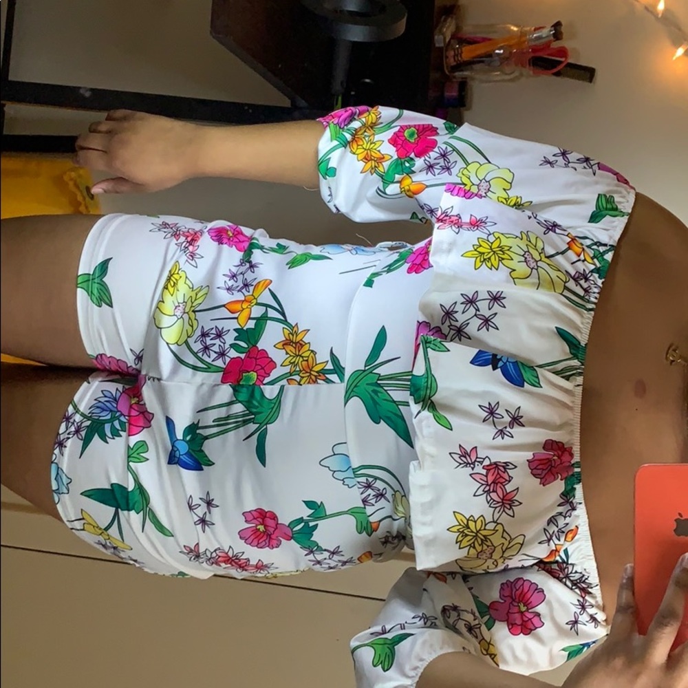 Cute flower romper with matching head tie